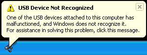 USB Device Not Recognized: One of the USB devices attached to this computer has...
